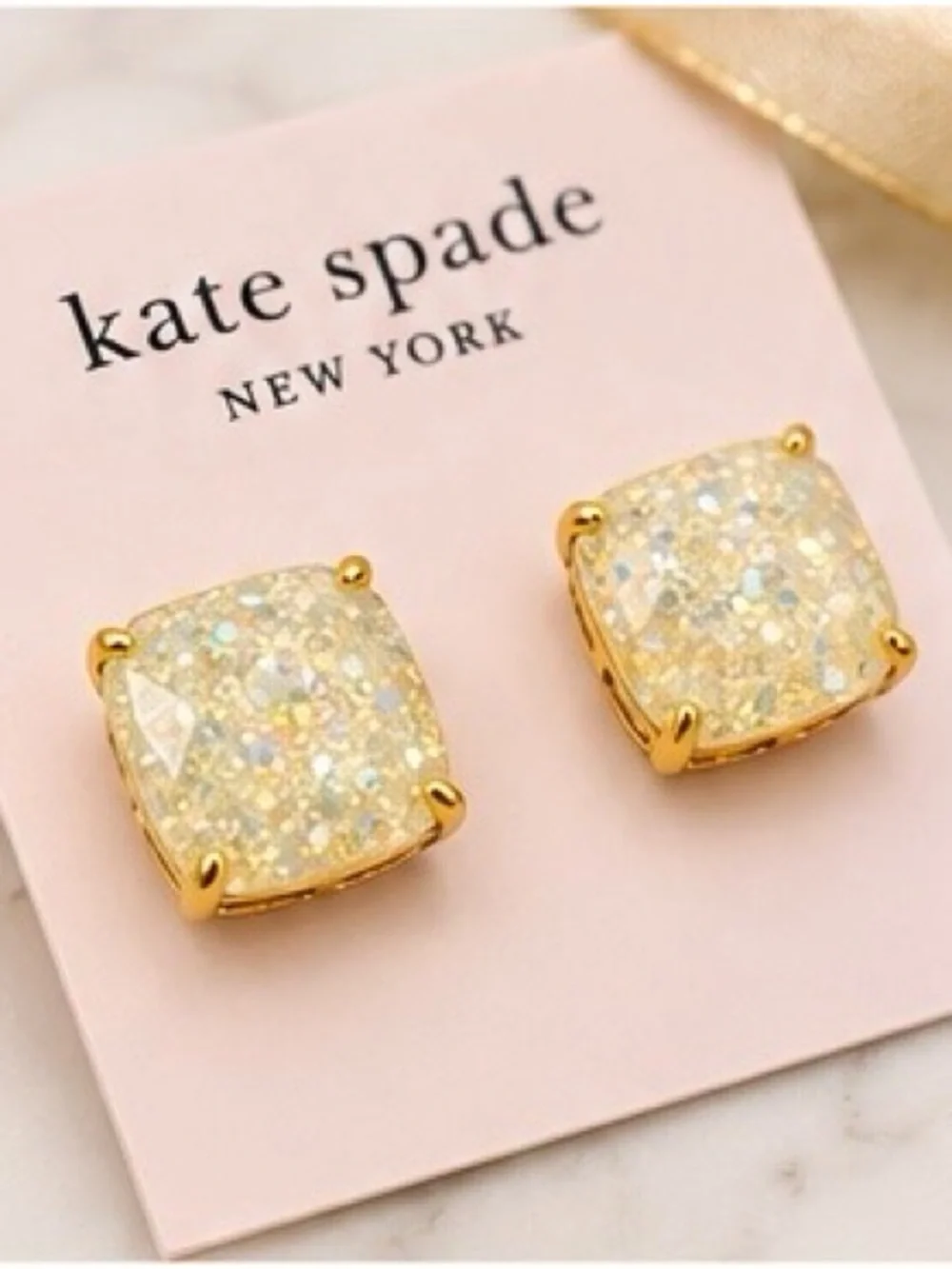 Kate Spade New York Opal Glitter Square Stud Earrings